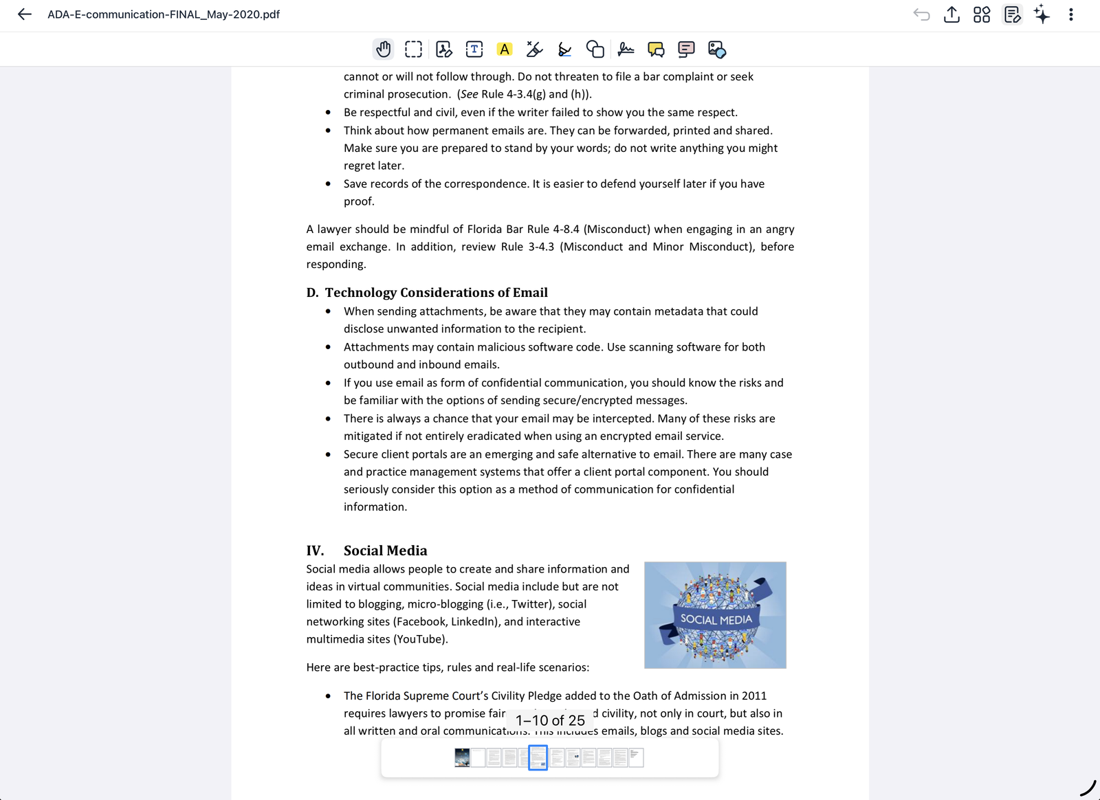 The PDF editor with the markup toolbar