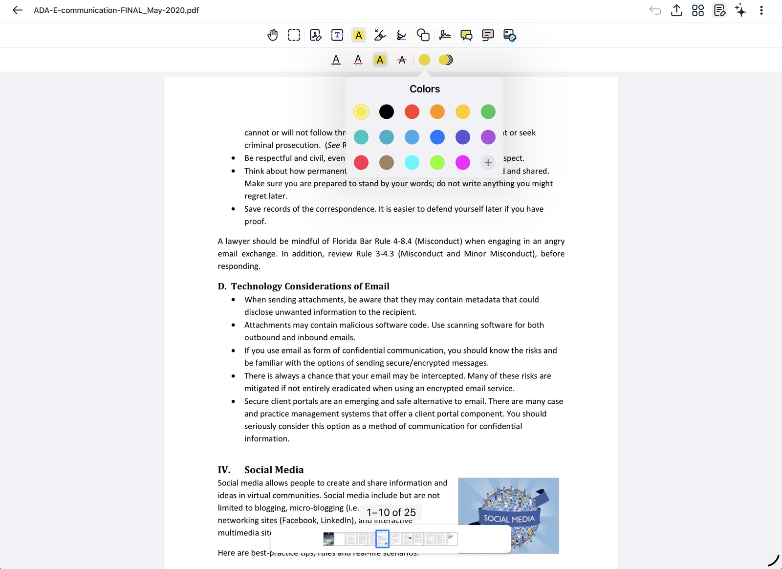 Text markup tools and colors