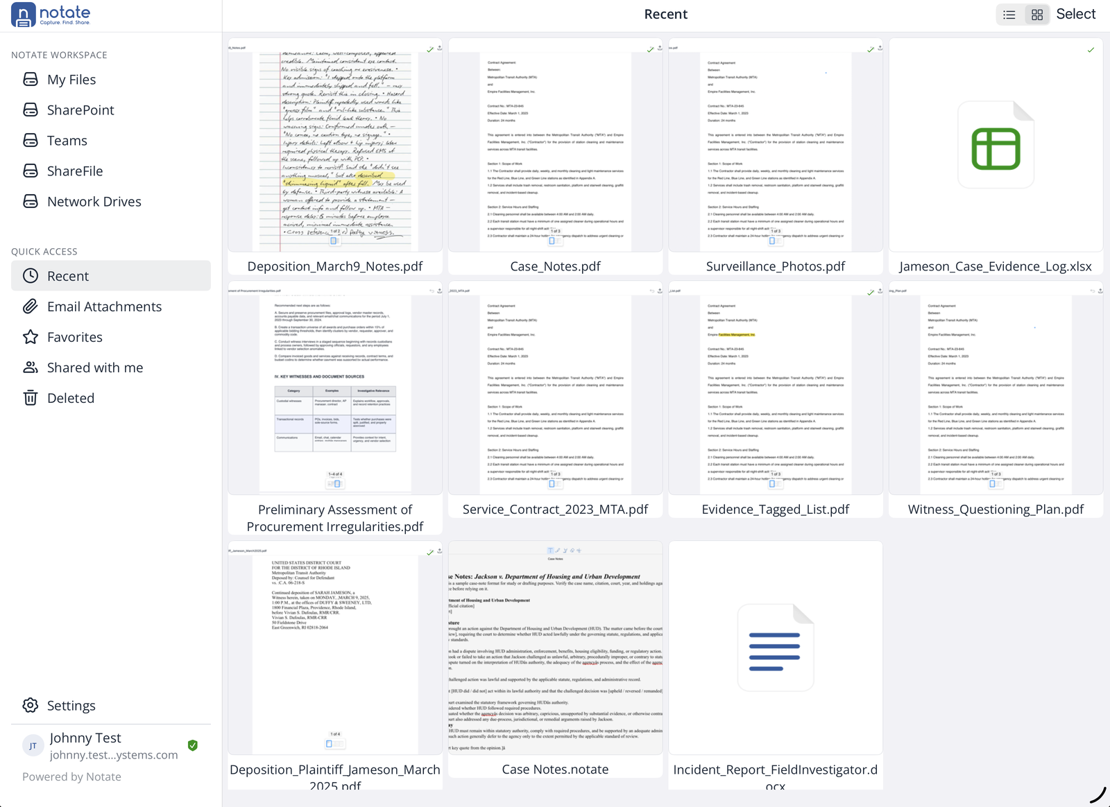 Recent files shown as page previews