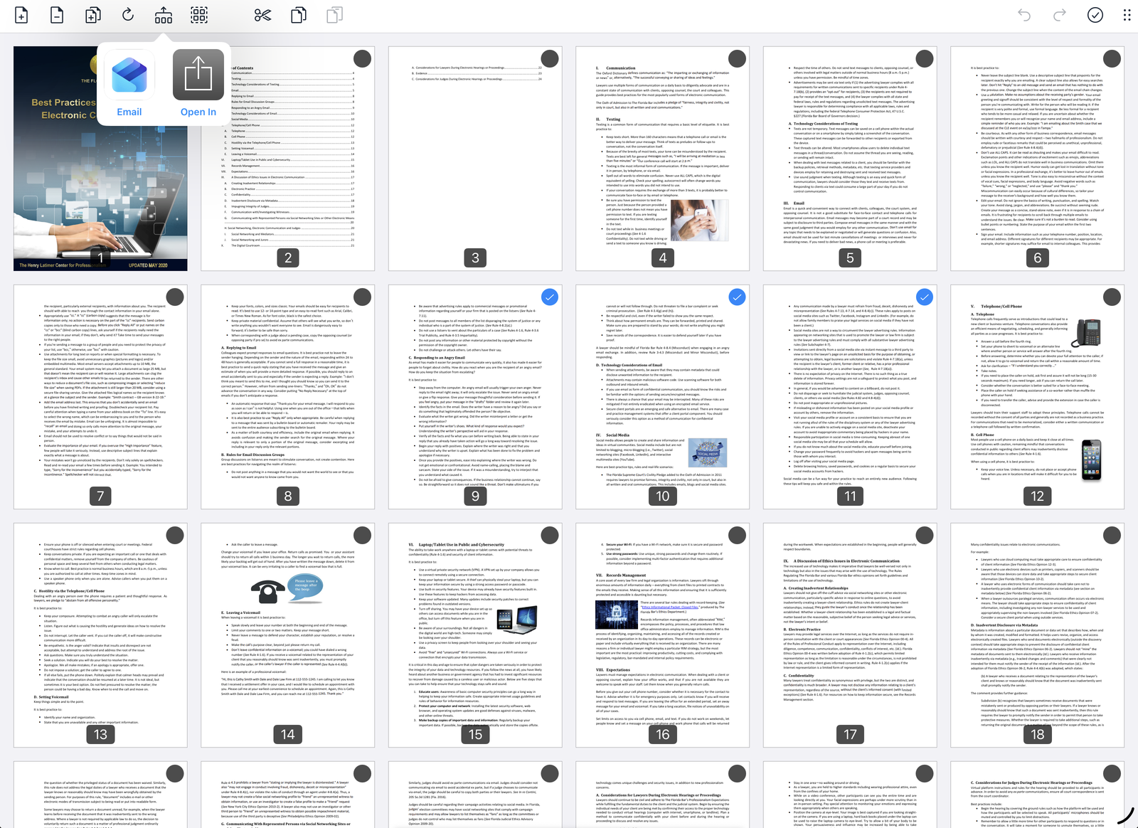 Exporting selected pages