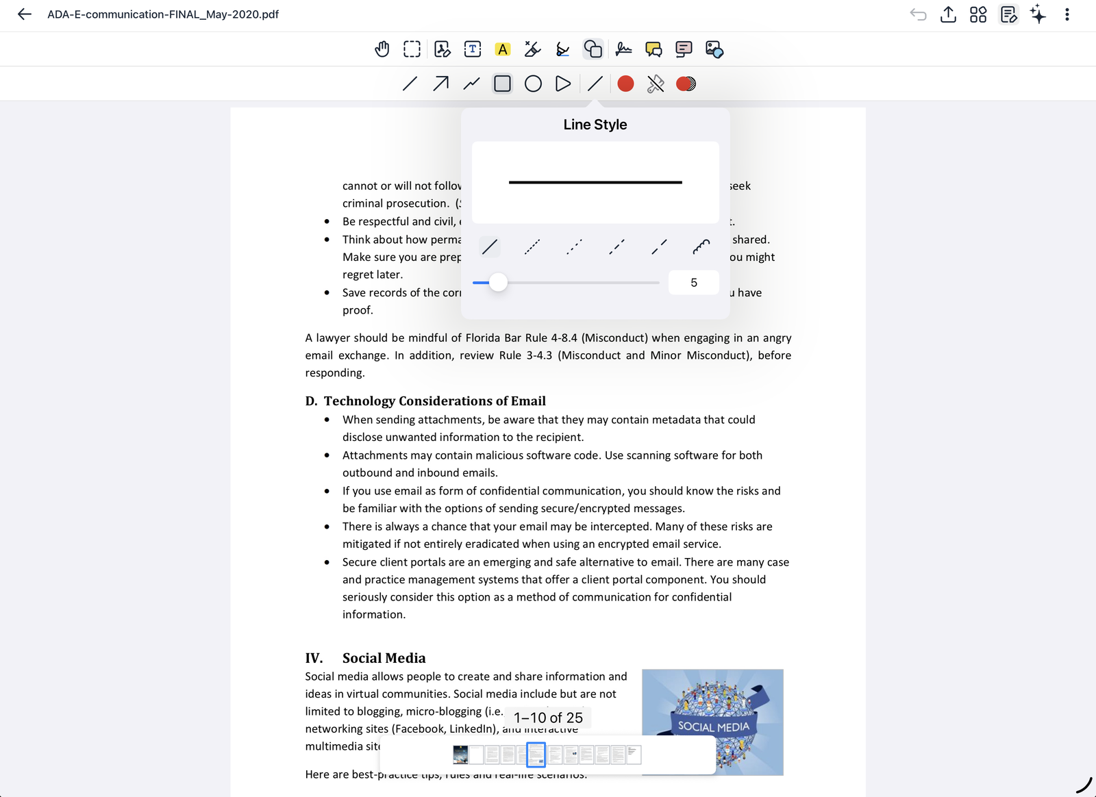 Shape tools with the line style setting
