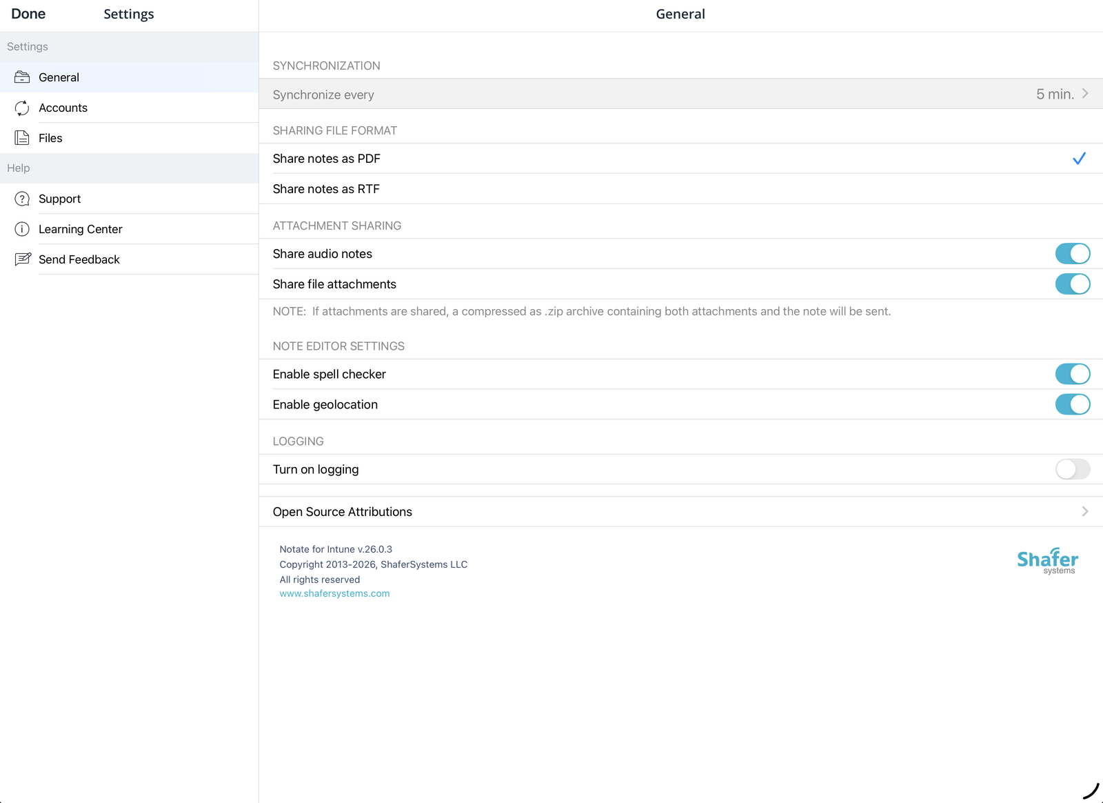 General settings