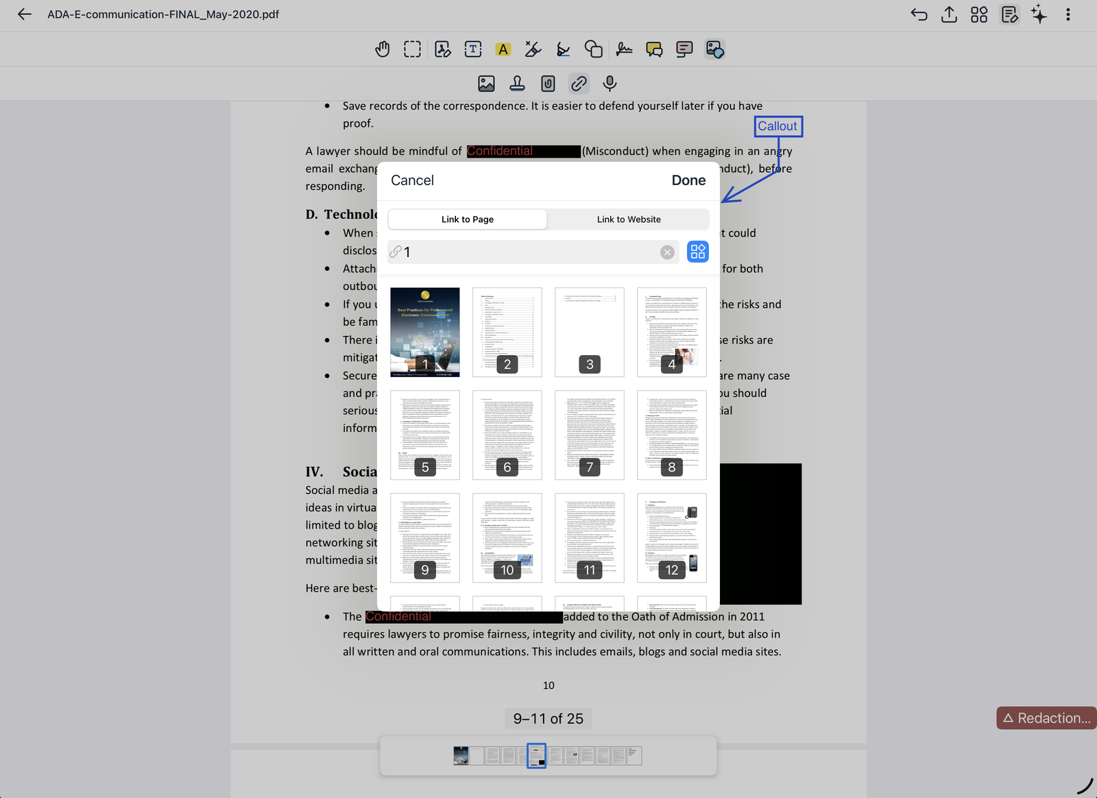 Linking to a page in the document